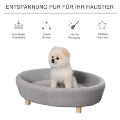 PawHut Hundesofa Haustiersofa Oval Morderne Gebürstetes Stoff Für Kleine Hunde Und Katzen 81 X 61 X 24 Cm Grau -cardport shop 359021cc025e41b4893efd5de21bb382