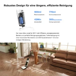 Roborock Dyad Pro Nass- & Trockensauger Kabelloser Staubsauger Mit Wischfunktion,260 W,17000Pa ,Doppelbürste,Extreme Kante 1mm -cardport shop 427e0de15535ad36de37cc060dd908fe