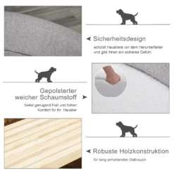 PawHut Hundesofa Haustiersofa Oval Morderne Gebürstetes Stoff Für Kleine Hunde Und Katzen 81 X 61 X 24 Cm Grau -cardport shop 521f1d359f09f332b08f4fd49f27611d