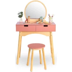 MUSTERKIND® Schminktisch »Calendula, Alrosa/natur«, Mit Hocker