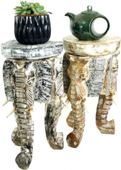 Blumenbank, Hocker, Dreibeiniger Beistelltisch, Dekoobjekt Elefanten Kopf - 50 Cm -cardport shop 7 18dsc05842