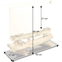 Tischlampe / Tischleuchte, Handgefertigt In Bali, Treibholz, Baumwolle, Unikat - Modell Malacoota - 43x50x17 Cm -cardport shop bemassung 31596