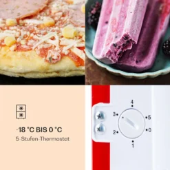 Klarstein Laika 60L Gefrierschrank , 60 Liter , 4-Sterne-Gefrierfach , 3 Schubladen , Temperatur: -18 Bis 0 °C , 5-stufiger Thermostat , 41 DB , Retro-Look -cardport shop cfcfbcd5ac51db58606802d4cbbd67d1