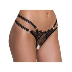 Cottelli Collection Crotchless String Mit Doppelbund Und Strass S/M - M/L -cardport shop crotchless string mit doppelbund und strass s m m l3