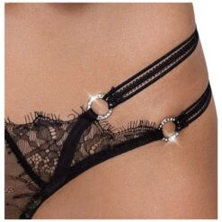Cottelli Collection Crotchless String Mit Doppelbund Und Strass S/M - M/L -cardport shop crotchless string mit doppelbund und strass s m m l5