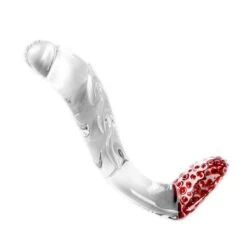 Glass Dildo Clear Swan Curve &amp; Red Dots -cardport shop glass dildo clear swan curve red dots3