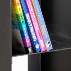 Schwarzer Moderner Holzhalter Mit Regalen Made In Italy - Cauro1 -cardport shop portalegna nero da interno moderno in acciaio con mensole made in italy cauro1 2