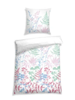 Schiesser Satin-Bettwäsche-Set "Fenia" In Weiß/ Bunt