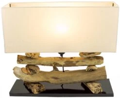 Tischlampe / Tischleuchte, Handgefertigt In Bali, Treibholz, Baumwolle, Unikat - Modell Malacoota - 43x50x17 Cm -cardport shop t 12 15 lampen 4.7.16 8 von 34