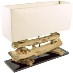 Tischlampe / Tischleuchte, Handgefertigt In Bali, Treibholz, Baumwolle, Unikat - Modell Malacoota - 43x50x17 Cm -cardport shop xtaust 12 15 lampen 4.7.16 10 von 34